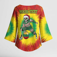 Personalized Lithuania Christmas Tie Dye Kimono Sleeve Blouse Skeleton Basketball Slam Dunk Santa Hat LT19