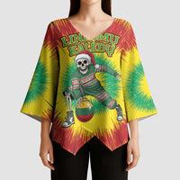Personalized Lithuania Christmas Tie Dye Kimono Sleeve Blouse Skeleton Basketball Slam Dunk Santa Hat LT19