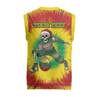 Personalized Lithuania Christmas Tie Dye Christmas Knitted V-Neck Vest Skeleton Basketball Slam Dunk Santa Hat - Wonder Print Shop