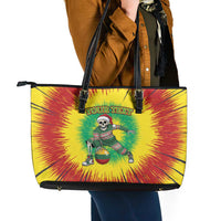 Lithuania Christmas Tie Dye Leather Tote Bag Skeleton Basketball Slam Dunk Santa Hat - Wonder Print Shop