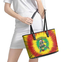 Lithuania Christmas Tie Dye Leather Tote Bag Skeleton Basketball Slam Dunk Santa Hat - Wonder Print Shop