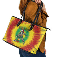 Lithuania Christmas Tie Dye Leather Tote Bag Skeleton Basketball Slam Dunk Santa Hat - Wonder Print Shop