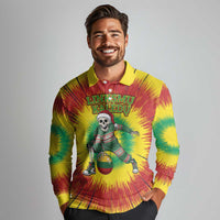 Personalized Lithuania Christmas Tie Dye Long Sleeve Polo Shirt Skeleton Basketball Slam Dunk Santa Hat LT19