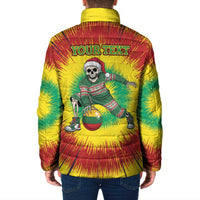 Personalized Lithuania Christmas Tie Dye Padded Jacket Skeleton Basketball Slam Dunk Santa Hat LT19