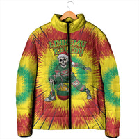 Personalized Lithuania Christmas Tie Dye Padded Jacket Skeleton Basketball Slam Dunk Santa Hat LT19