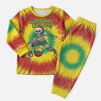 Personalized Lithuania Christmas Tie Dye Christmas Pajama Set Skeleton Basketball Slam Dunk Santa Hat - Wonder Print Shop