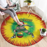 Lithuania Christmas Tie Dye Round Carpet Skeleton Basketball Slam Dunk Santa Hat - Wonder Print Shop