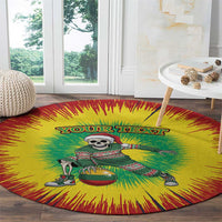 Lithuania Christmas Tie Dye Round Carpet Skeleton Basketball Slam Dunk Santa Hat - Wonder Print Shop