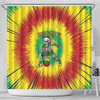 Lithuania Christmas Tie Dye Shower Curtain Skeleton Basketball Slam Dunk Santa Hat - Wonder Print Shop