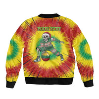 Personalized Lithuania Christmas Tie Dye Sleeve Zip Bomber Jacket Skeleton Basketball Slam Dunk Santa Hat LT19