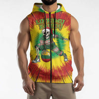 Personalized Lithuania Christmas Tie Dye Sleeveless Zip Hoodie Skeleton Basketball Slam Dunk Santa Hat LT19