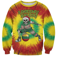 Personalized Lithuania Christmas Tie Dye Sweatshirt Skeleton Basketball Slam Dunk Santa Hat LT19