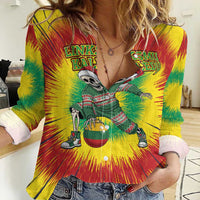 Personalized Lithuania Christmas Tie Dye Women Casual Shirt Skeleton Basketball Slam Dunk Santa Hat LT19