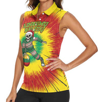 Personalized Lithuania Christmas Tie Dye Women Sleeveless Polo Shirt Skeleton Basketball Slam Dunk Santa Hat LT19