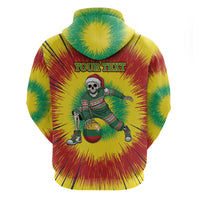 Personalized Lithuania Christmas Tie Dye Zip Hoodie Skeleton Basketball Slam Dunk Santa Hat LT19