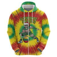 Personalized Lithuania Christmas Tie Dye Zip Hoodie Skeleton Basketball Slam Dunk Santa Hat LT19