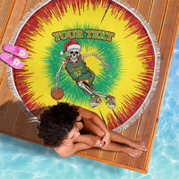 Lithuania Christmas Tie Dye Beach Blanket Skeleton Basketball Slam Dunk - Wonder Print Shop