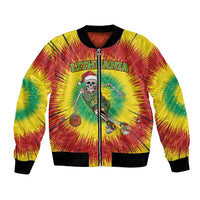 Personalized Lithuania Christmas Tie Dye Bomber Jacket Skeleton Basketball Slam Dunk LT19