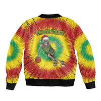 Personalized Lithuania Christmas Tie Dye Bomber Jacket Skeleton Basketball Slam Dunk LT19