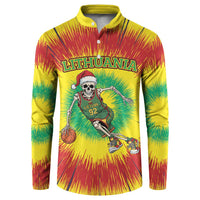 Personalized Lithuania Christmas Tie Dye Button Sweatshirt Skeleton Basketball Slam Dunk LT19