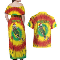 Personalized Lithuania Christmas Tie Dye Couples Matching Off Shoulder Maxi Dress and Hawaiian Shirt Skeleton Basketball Slam Dunk LT19