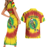 Personalized Lithuania Christmas Tie Dye Couples Matching Short Sleeve Bodycon Dress and Hawaiian Shirt Skeleton Basketball Slam Dunk LT19