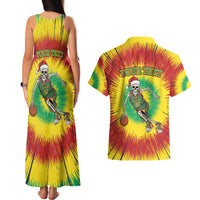 Personalized Lithuania Christmas Tie Dye Couples Matching Tank Maxi Dress and Hawaiian Shirt Skeleton Basketball Slam Dunk LT19