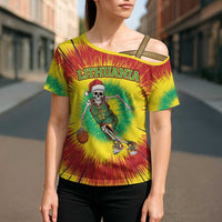 Personalized Lithuania Christmas Tie Dye Cross Shoulder Shirt Skeleton Basketball Slam Dunk LT19