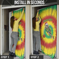 Lithuania Christmas Tie Dye Door Cover Skeleton Basketball Slam Dunk - Wonder Print Shop