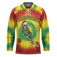 Personalized Lithuania Christmas Tie Dye Hockey Jersey Skeleton Basketball Slam Dunk LT19