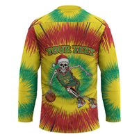 Personalized Lithuania Christmas Tie Dye Hockey Jersey Skeleton Basketball Slam Dunk LT19