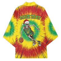 Personalized Lithuania Christmas Tie Dye Kimono Skeleton Basketball Slam Dunk LT19