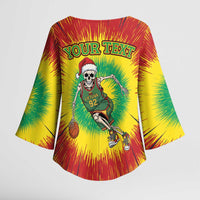 Personalized Lithuania Christmas Tie Dye Kimono Sleeve Blouse Skeleton Basketball Slam Dunk LT19