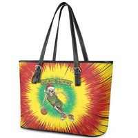Lithuania Christmas Tie Dye Leather Tote Bag Skeleton Basketball Slam Dunk - Wonder Print Shop