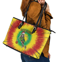 Lithuania Christmas Tie Dye Leather Tote Bag Skeleton Basketball Slam Dunk - Wonder Print Shop