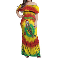 Personalized Lithuania Christmas Tie Dye Off Shoulder Maxi Dress Skeleton Basketball Slam Dunk LT19