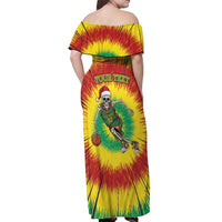 Personalized Lithuania Christmas Tie Dye Off Shoulder Maxi Dress Skeleton Basketball Slam Dunk LT19