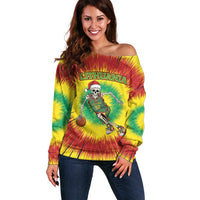 Personalized Lithuania Christmas Tie Dye Off Shoulder Sweater Skeleton Basketball Slam Dunk LT19