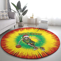 Lithuania Christmas Tie Dye Round Carpet Skeleton Basketball Slam Dunk - Wonder Print Shop