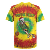 Personalized Lithuania Christmas Tie Dye Rugby Jersey Skeleton Basketball Slam Dunk LT19