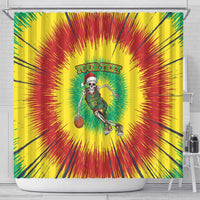 Lithuania Christmas Tie Dye Shower Curtain Skeleton Basketball Slam Dunk - Wonder Print Shop