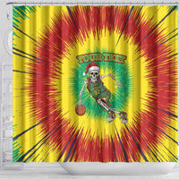 Lithuania Christmas Tie Dye Shower Curtain Skeleton Basketball Slam Dunk - Wonder Print Shop
