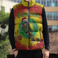 Personalized Lithuania Christmas Tie Dye Sleeveless Puffer Jacket Skeleton Basketball Slam Dunk LT19