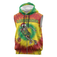 Personalized Lithuania Christmas Tie Dye Sleeveless Zip Hoodie Skeleton Basketball Slam Dunk LT19