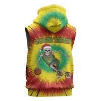 Personalized Lithuania Christmas Tie Dye Sleeveless Zip Hoodie Skeleton Basketball Slam Dunk LT19