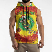 Personalized Lithuania Christmas Tie Dye Sleeveless Zip Hoodie Skeleton Basketball Slam Dunk LT19