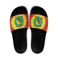 Lithuania Christmas Tie Dye Slide Sandals Skeleton Basketball Slam Dunk - Wonder Print Shop