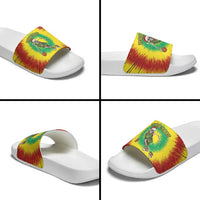 Lithuania Christmas Tie Dye Slide Sandals Skeleton Basketball Slam Dunk - Wonder Print Shop