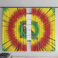 Lithuania Christmas Tie Dye Window Curtain Skeleton Basketball Slam Dunk - Wonder Print Shop