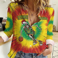 Personalized Lithuania Christmas Tie Dye Women Casual Shirt Skeleton Basketball Slam Dunk LT19